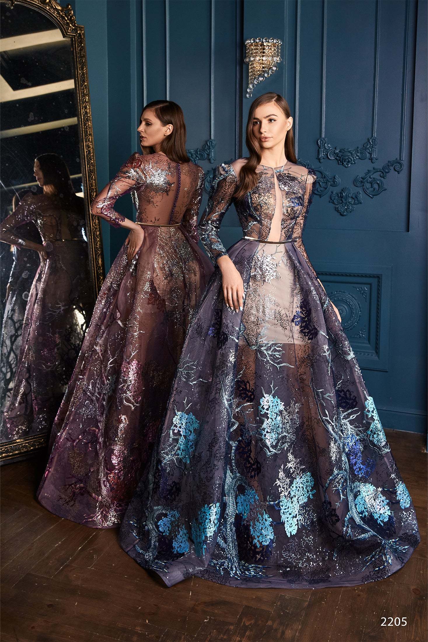 Sheer embroidered gown | Evening gowns for gala dinner | KatrinFAVOR 6 US / Purple Sheer embroidered gown | Evening gowns for gala dinner | KatrinFAVOR 6 US / Purple