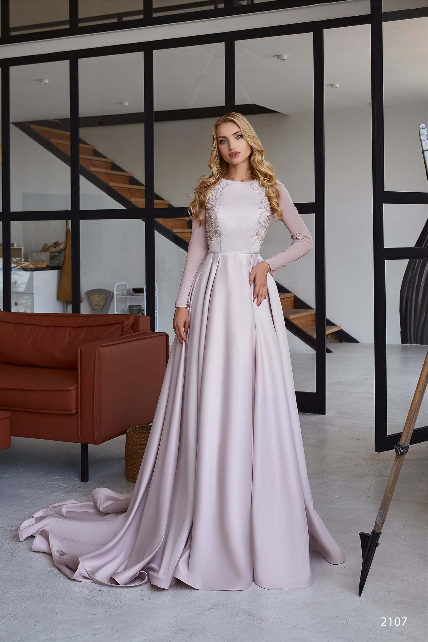 KatrinFAVORboutique-Navy mother of the bride gown Satin embellished dress