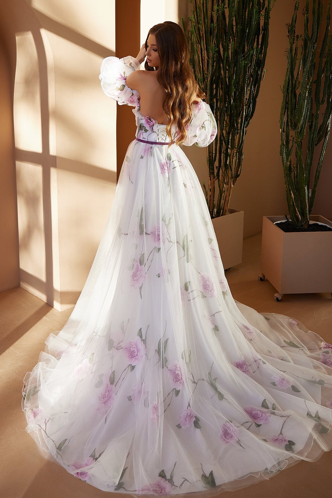 Wedding dress with colored flowers Wedding dress with colored flowers