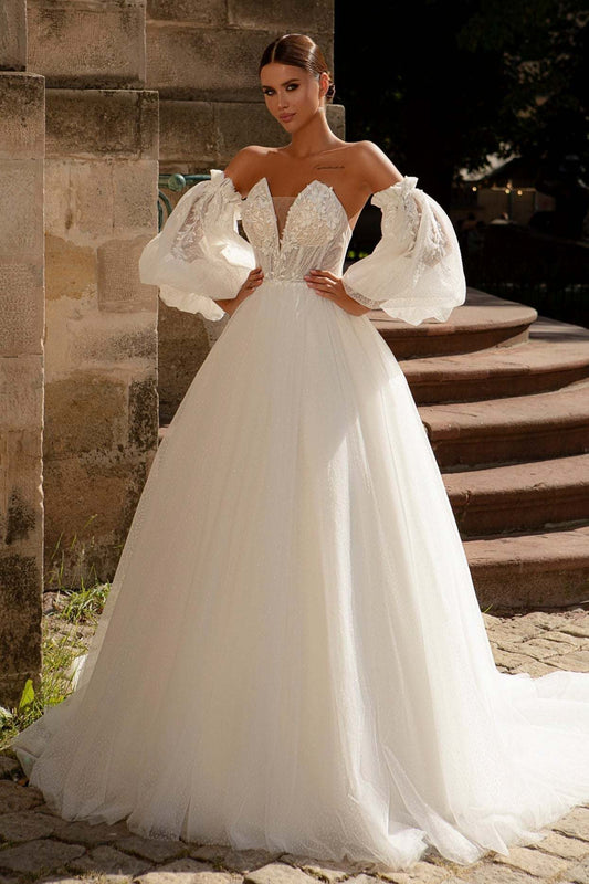 KatrinFAVORboutique-White ball gown wedding dress Quirky bridal dresses