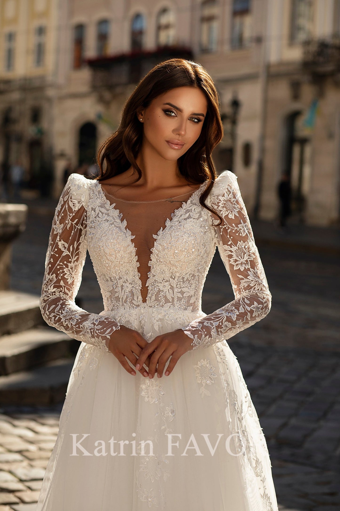 KatrinFAVORboutique-Open back long sleeve a-line wedding dress
