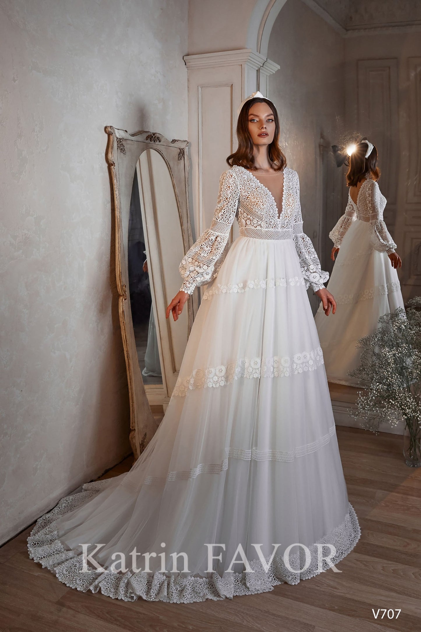 KatrinFAVORboutique-Embroidered back satin a-line wedding dress
