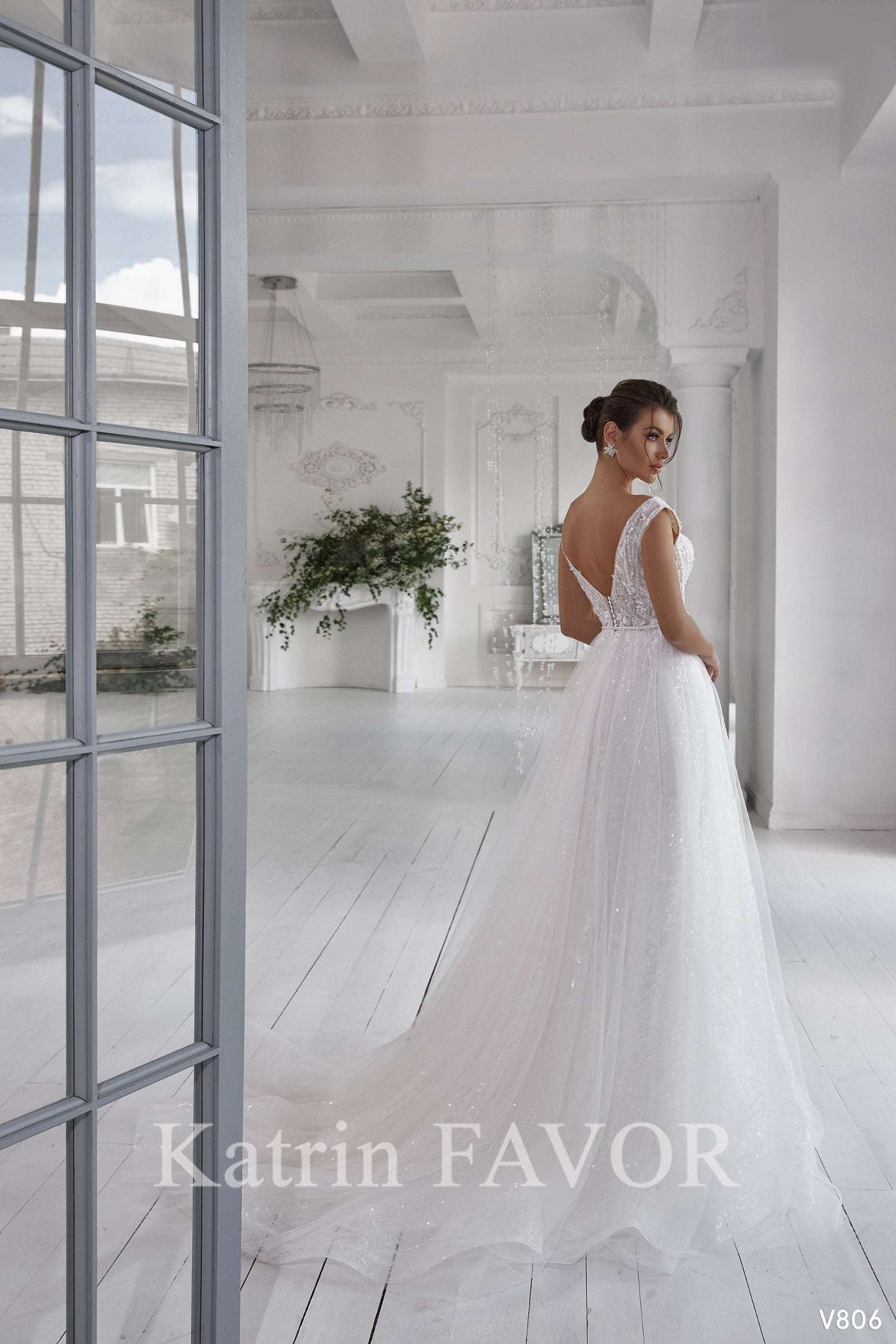 KatrinFAVORboutique-Wedding dress plunge Wedding gowns with sequins