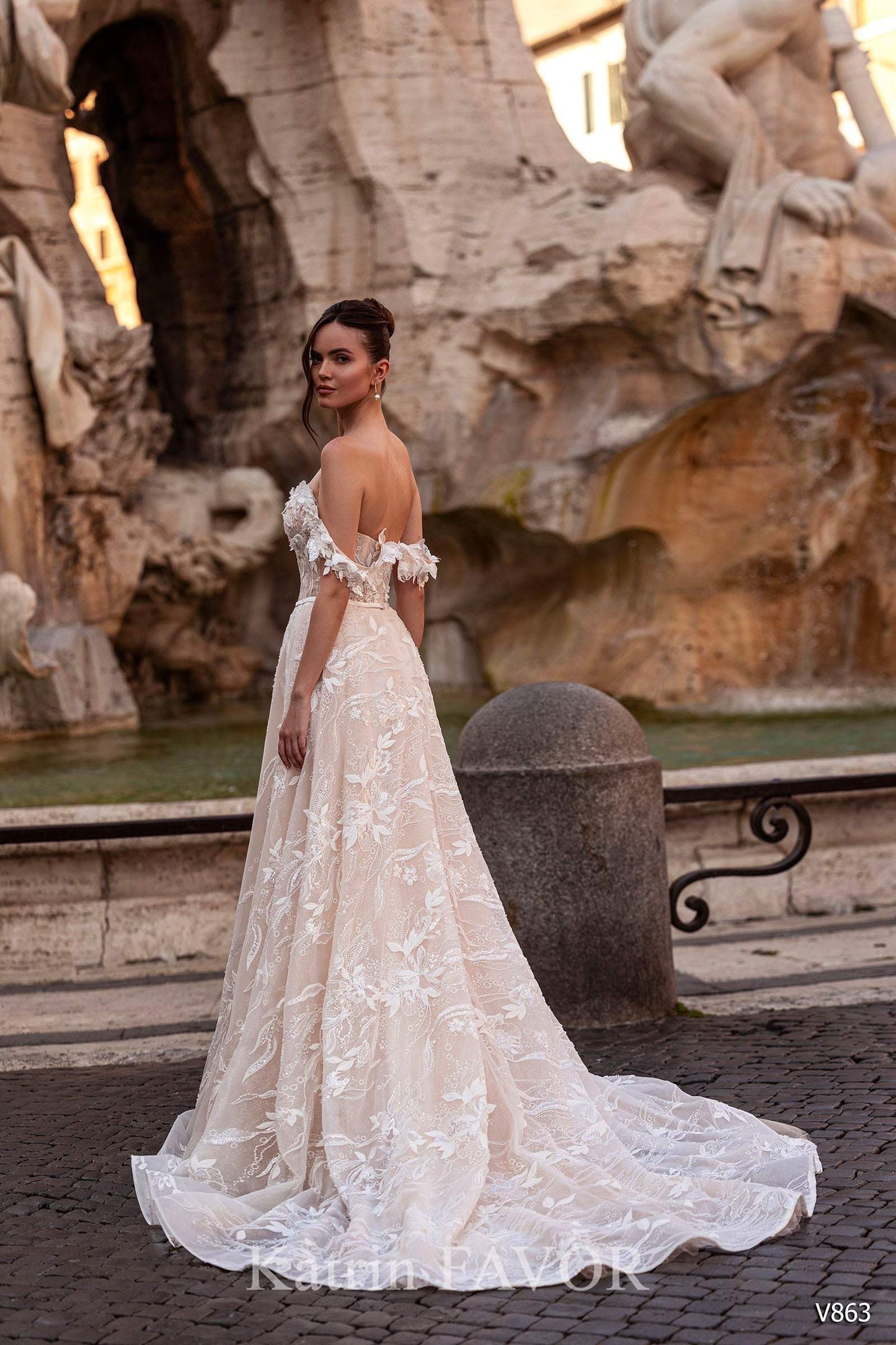 KatrinFAVORboutique-Floral lace wedding gown Garden wedding dresses