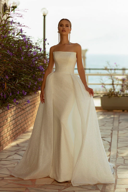 2-in-1 sparkle fitted wedding dress