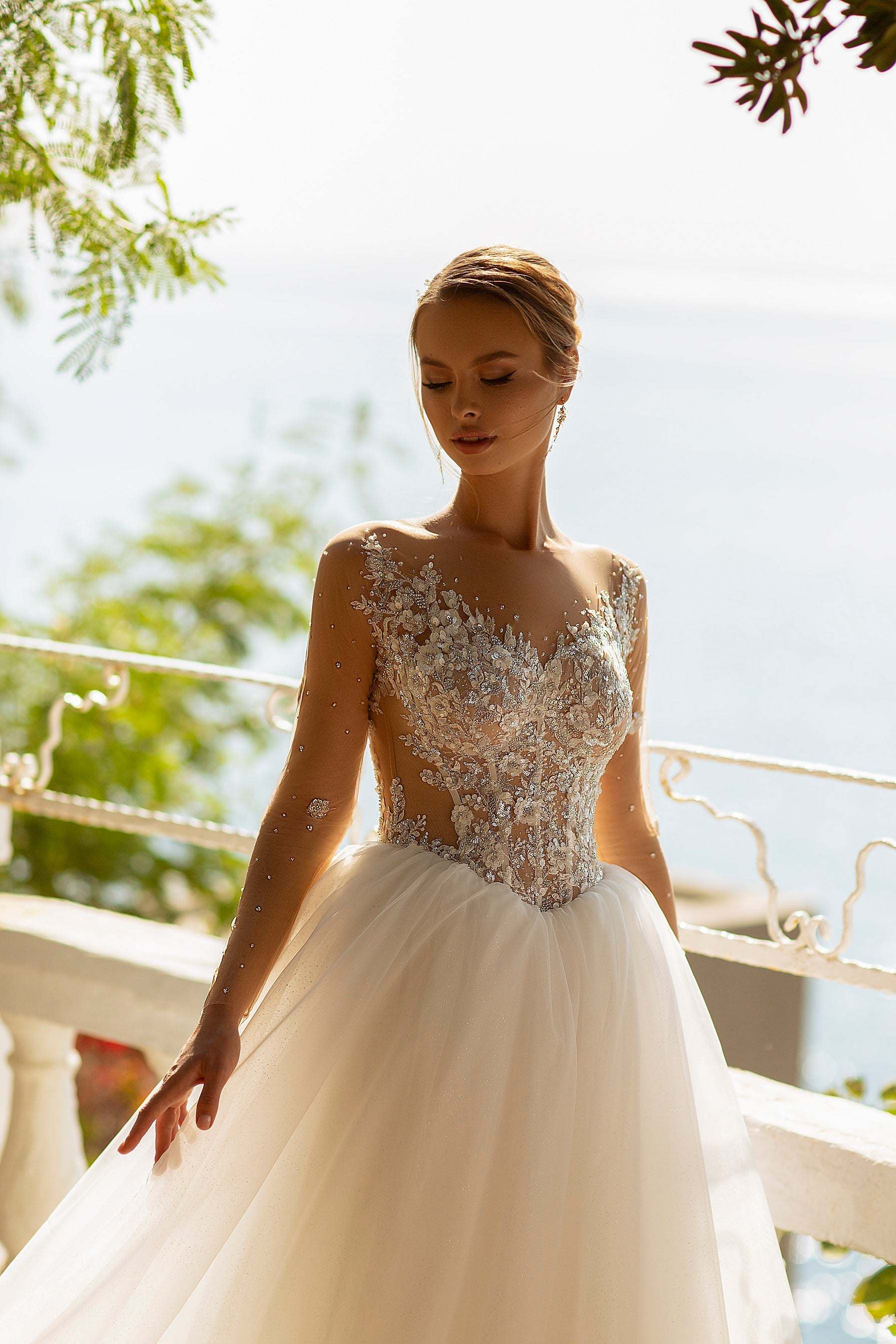 Embellished long sleeve wedding dress | Enchanted bridal | KatrinFAVOR 2 US / As on photo Embellished long sleeve wedding dress | Enchanted bridal | KatrinFAVOR 2 US / As on photo