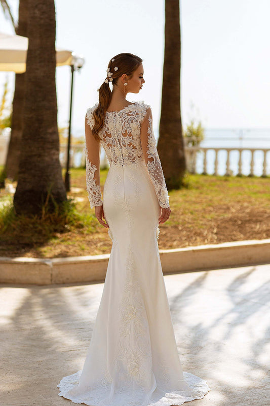 KatrinFAVORboutique-Lace back wedding dress Bridal dresses with flowers