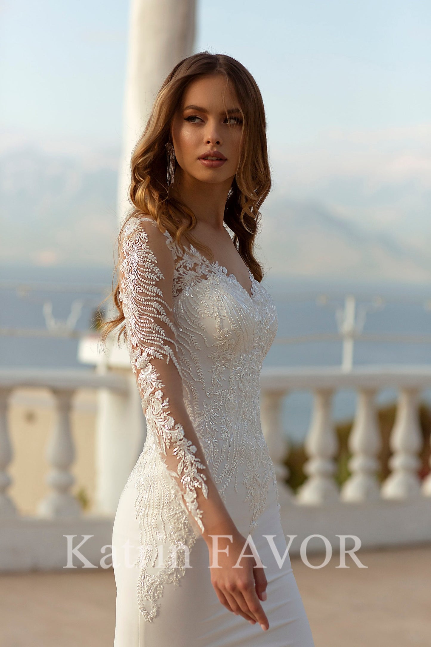 KatrinFAVORboutique-Long sleeve sheath fitted wedding dress