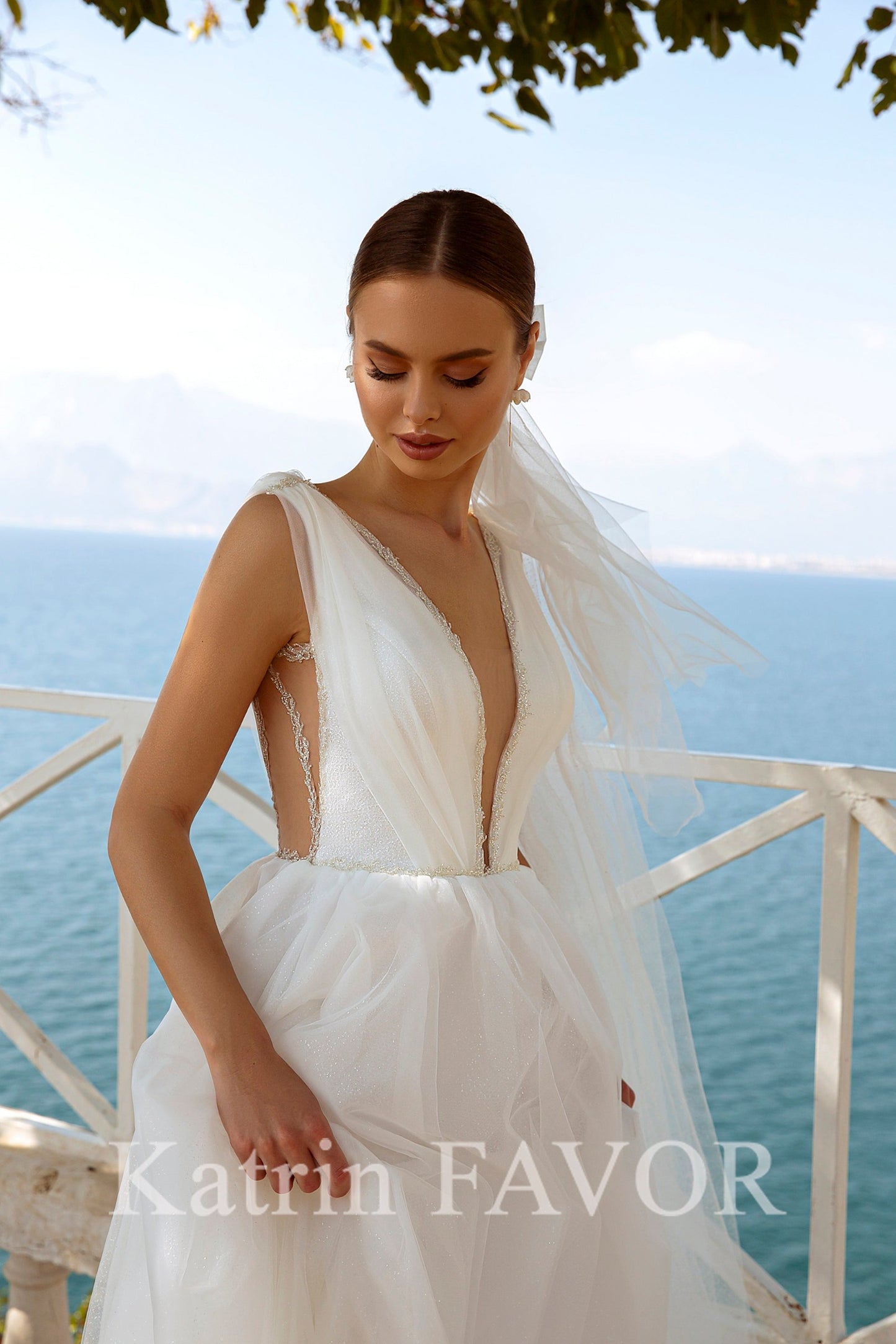 KatrinFAVORboutique-Ethereal tulle a-line beach wedding dress
