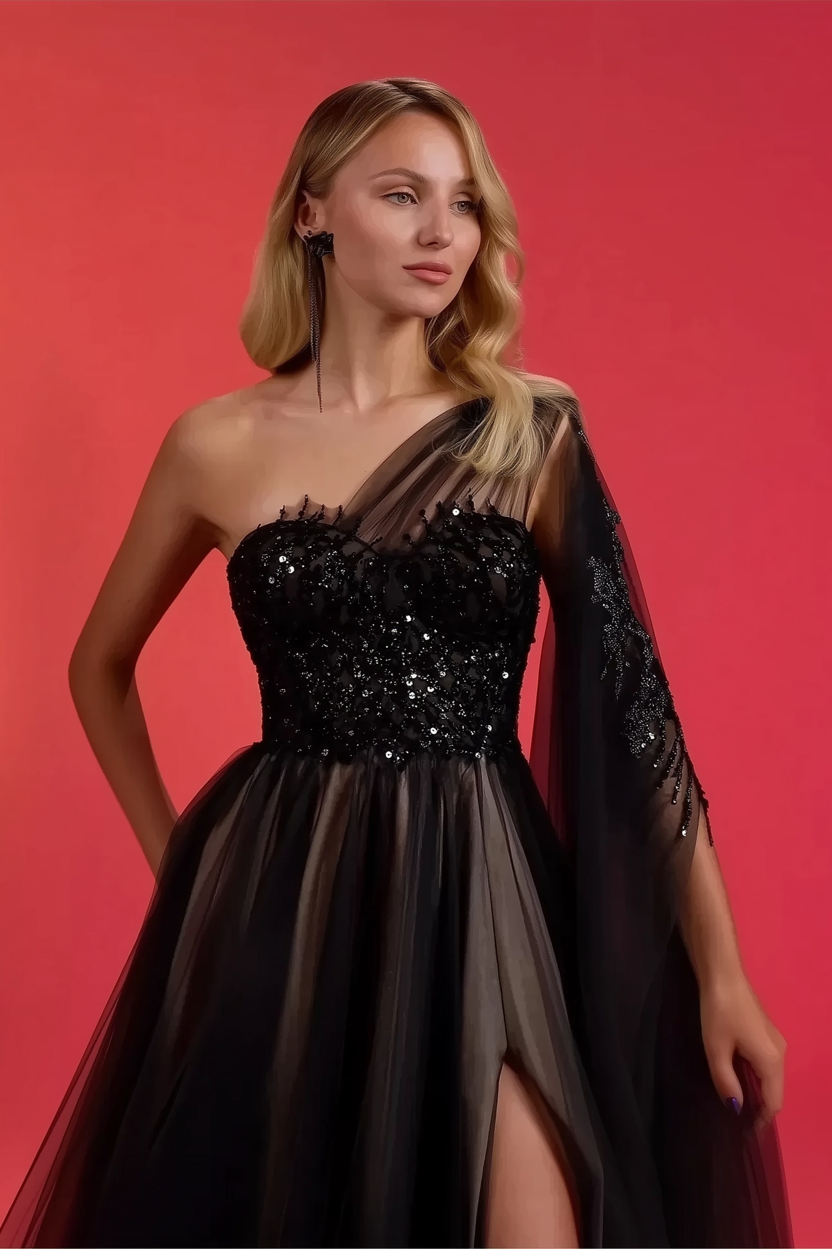 One shoulder split dress | Designer black tie gowns | KatrinFAVOR Katrin FAVOR boutique One shoulder split dress | Designer black tie gowns | KatrinFAVOR Katrin FAVOR boutique