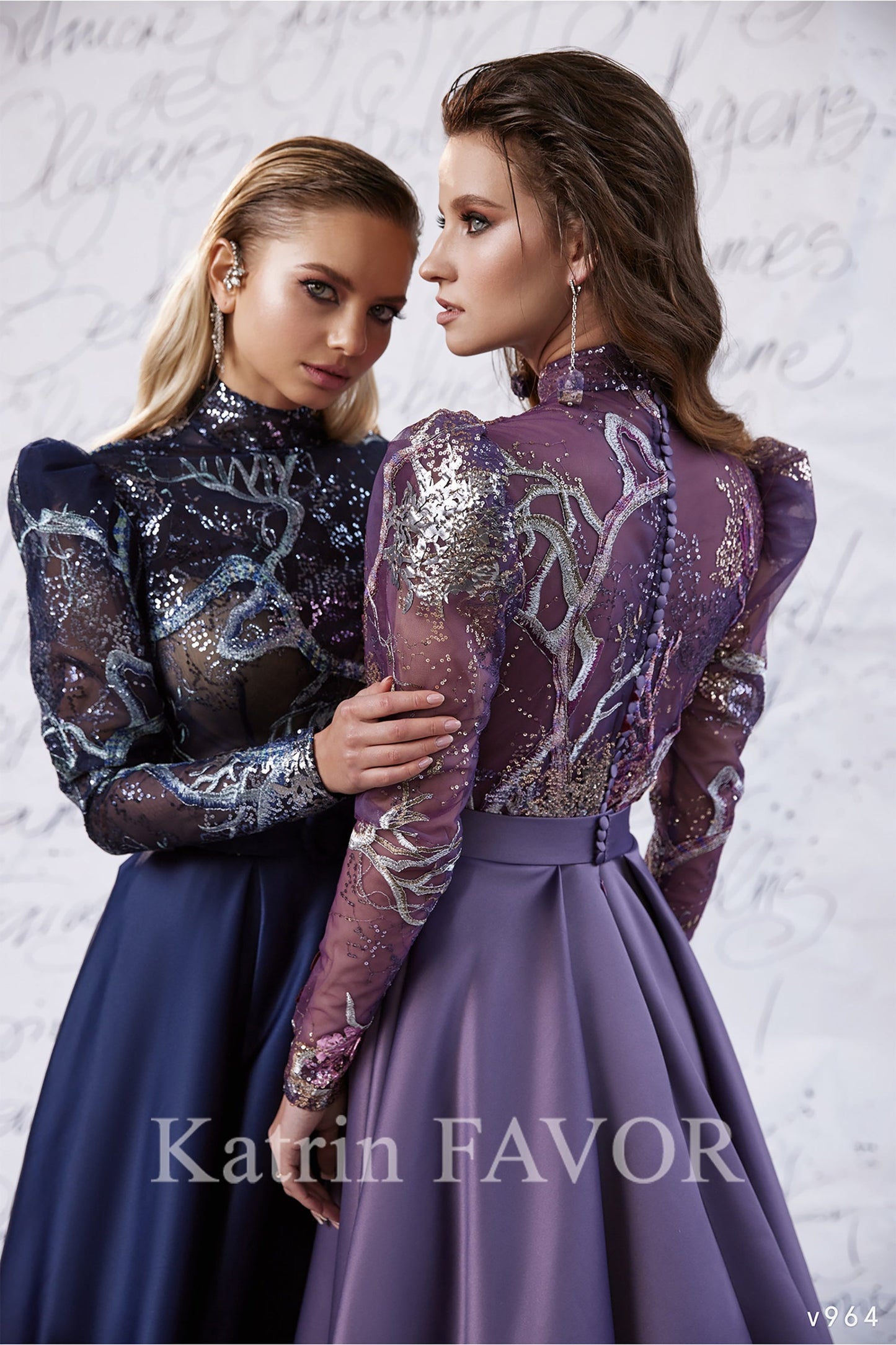 KatrinFAVORboutique-High neck long sleeve evening dress
