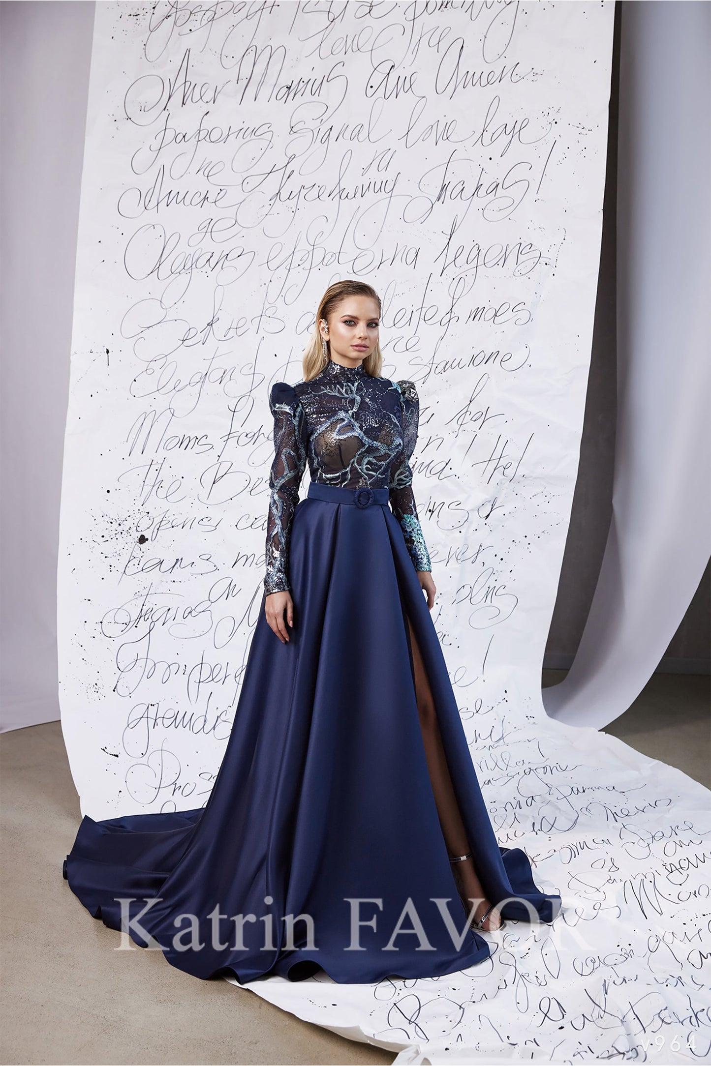 KatrinFAVORboutique-High neck long sleeve evening dress