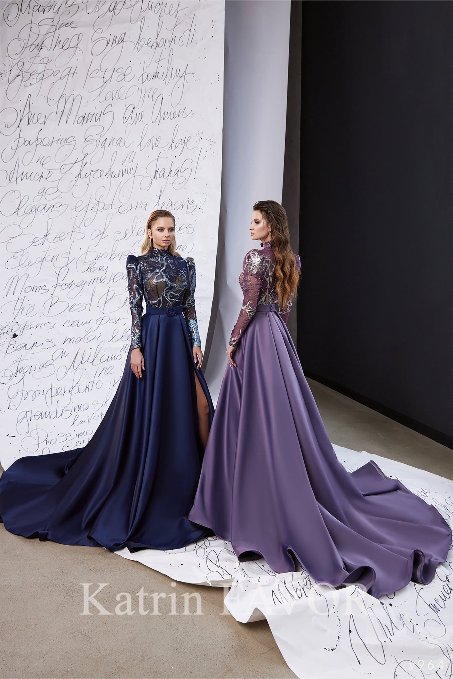KatrinFAVORboutique-High neck long sleeve evening dress