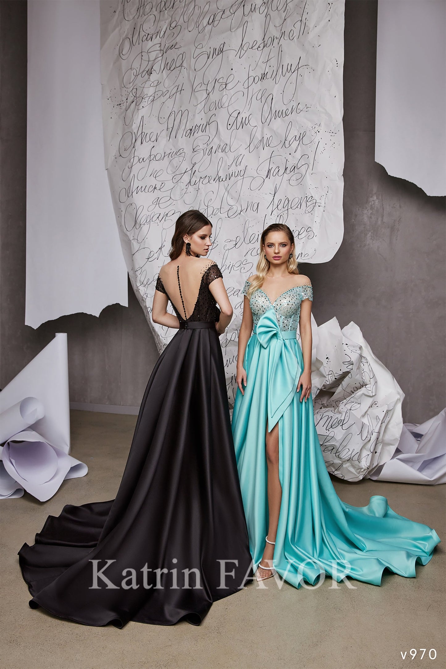 KatrinFAVORboutique-Off the shoulder evening dress with bow