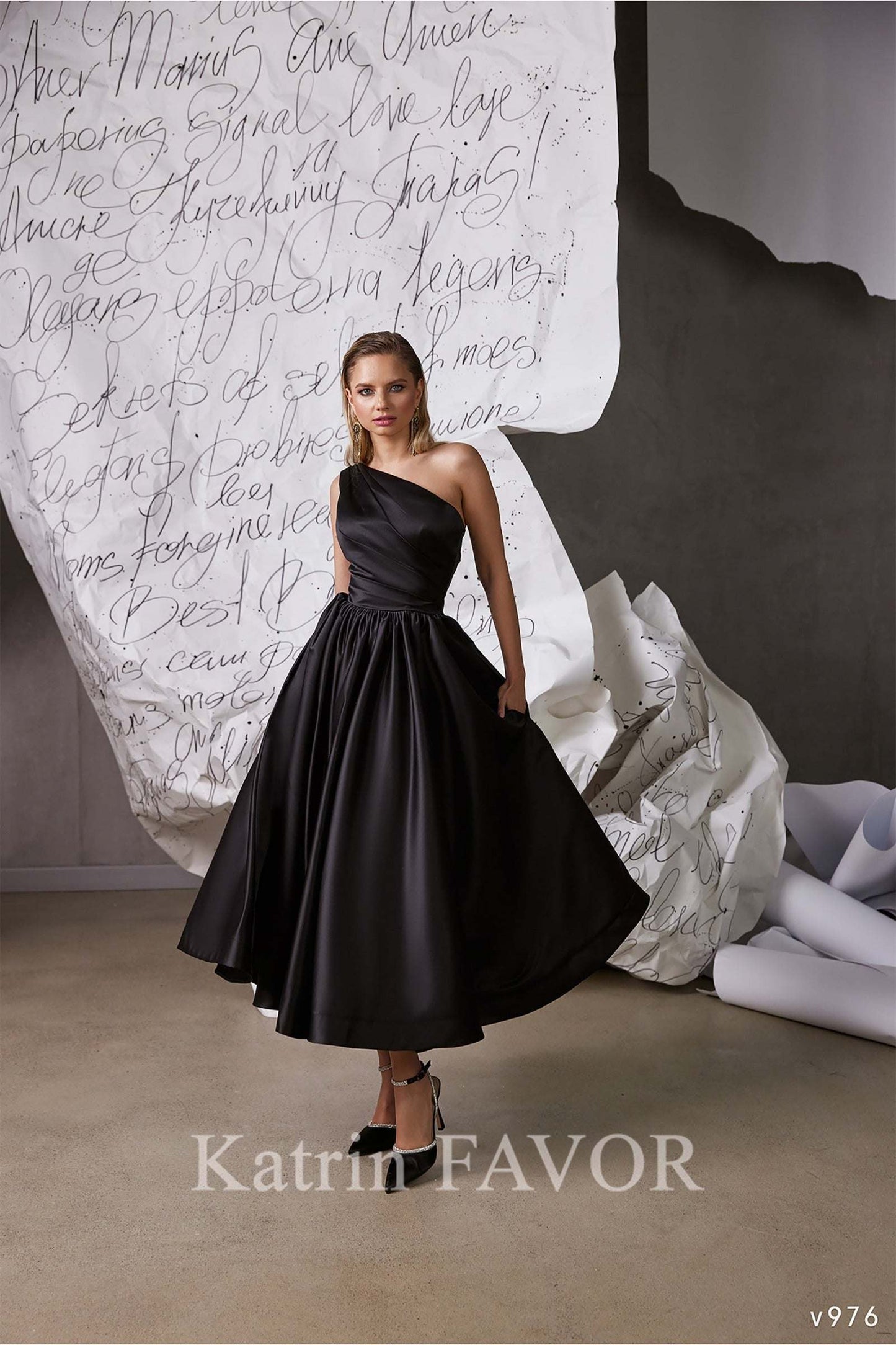 KatrinFAVORboutique-One shoulder formal dress Satin evening gown