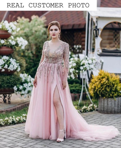 KatrinFAVORboutique-Lace evening dress with sleeves Spring evening gowns