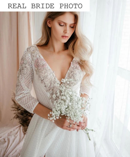 KatrinFAVORboutique-White dress with flower applique Discount gowns online 