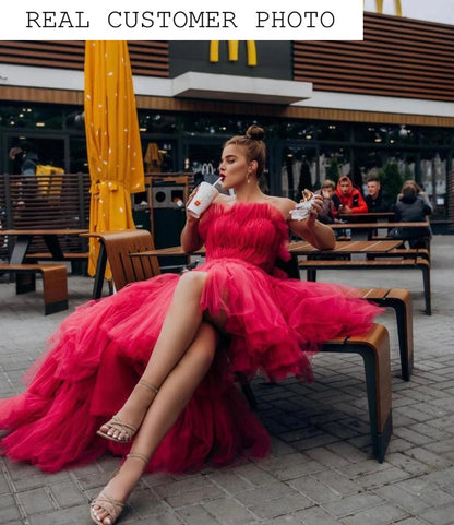 High low tulle prom dress