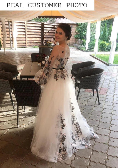 Wedding dress with colored flowers Alternative wedding dress