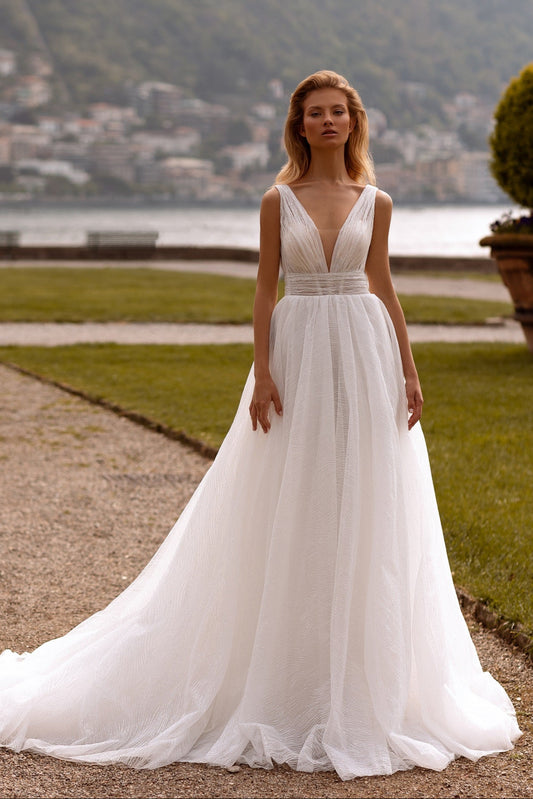 Sparkle a-line minimalist wedding dress