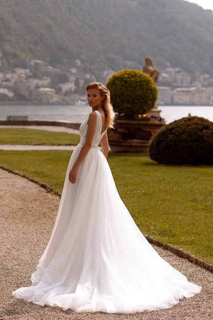 Sparkle a-line minimalist wedding dress