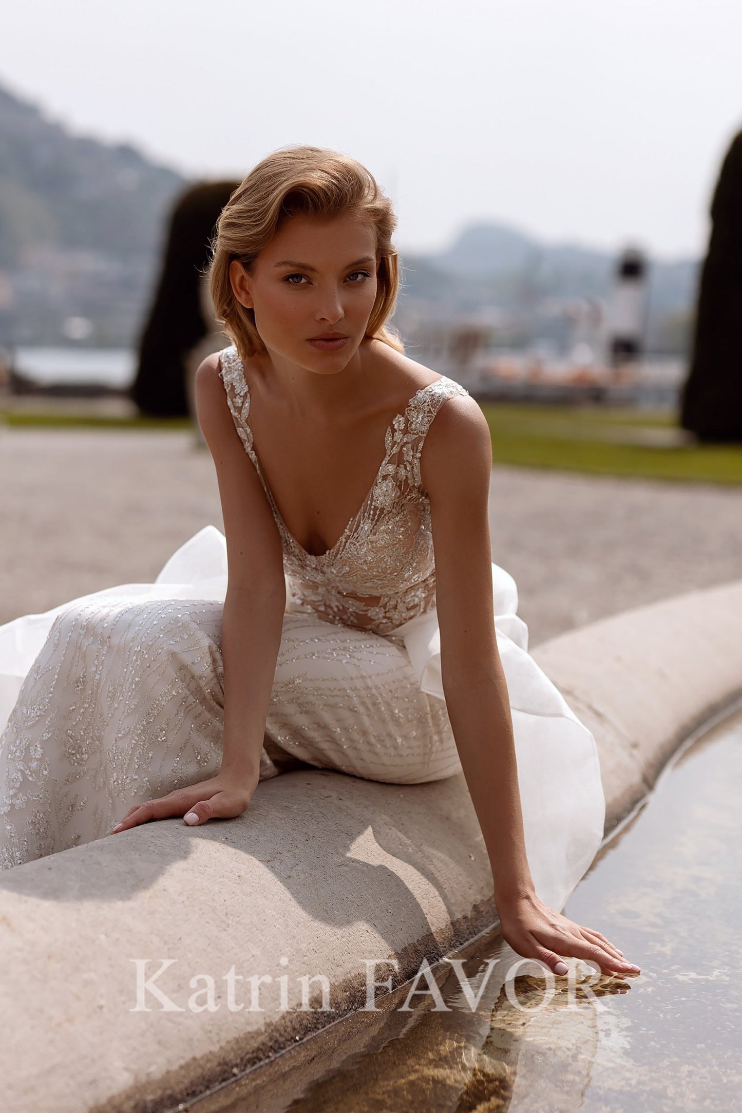 KatrinFAVORboutique-Two piece sheath sparkle wedding dress