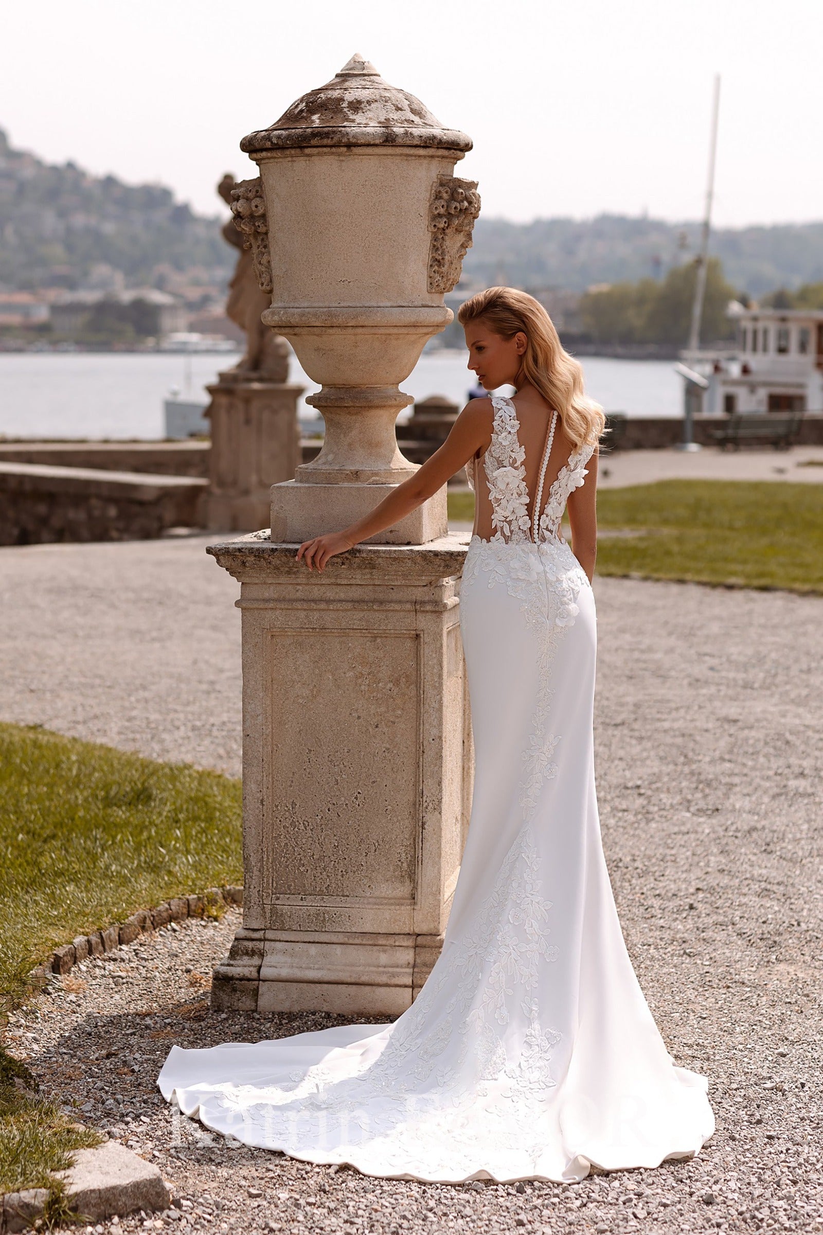 KatrinFAVORboutique-Crepe sheath floral wedding dress