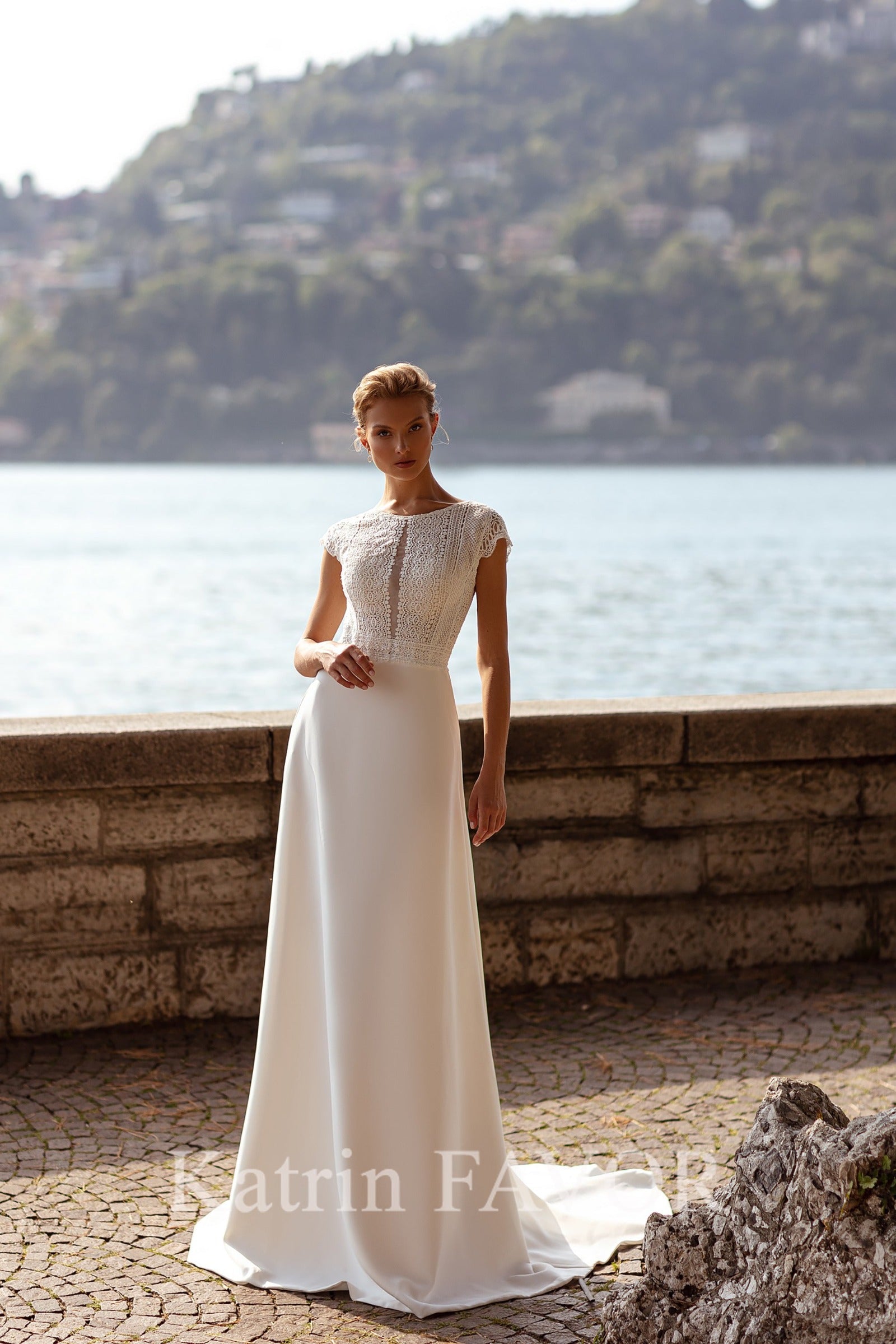 KatrinFAVORboutique-Simple cap sleeve sheath wedding dress