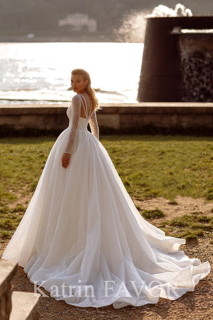 KatrinFAVORboutique-Beaded long sleeve ballgown wedding dress