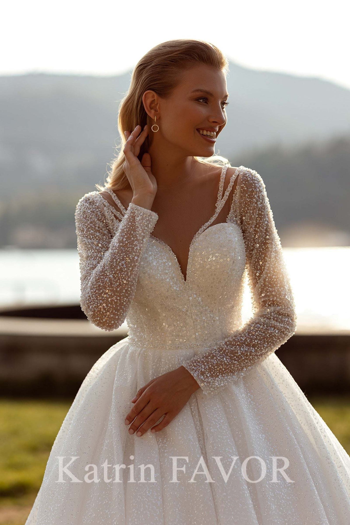 KatrinFAVORboutique-Beaded wedding dress Long sleeve wedding dress