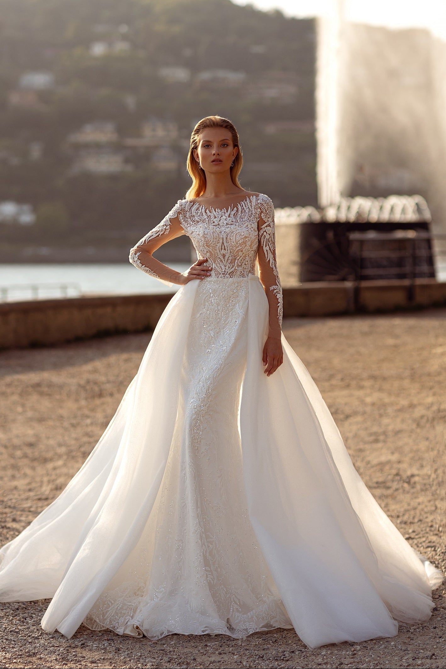 Sheath wedding dress Long sleeve bridal dress
