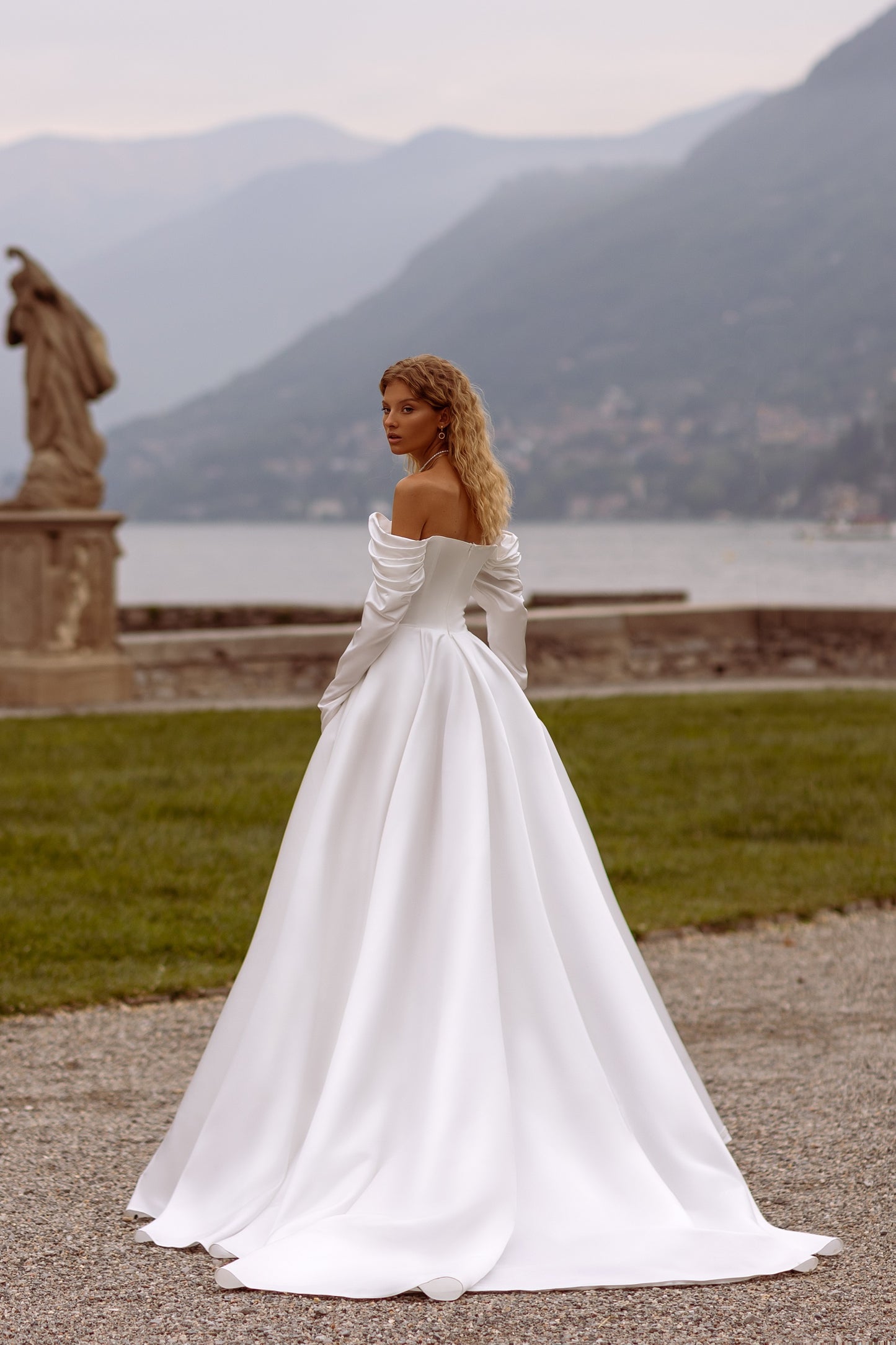 Unique fairy satin a-line wedding dress