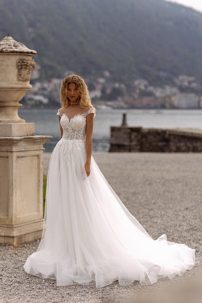 Tulle A-line wedding dress Rustic wedding gown