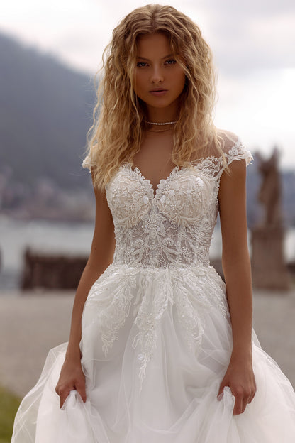 Tulle A-line wedding dress Rustic wedding gown