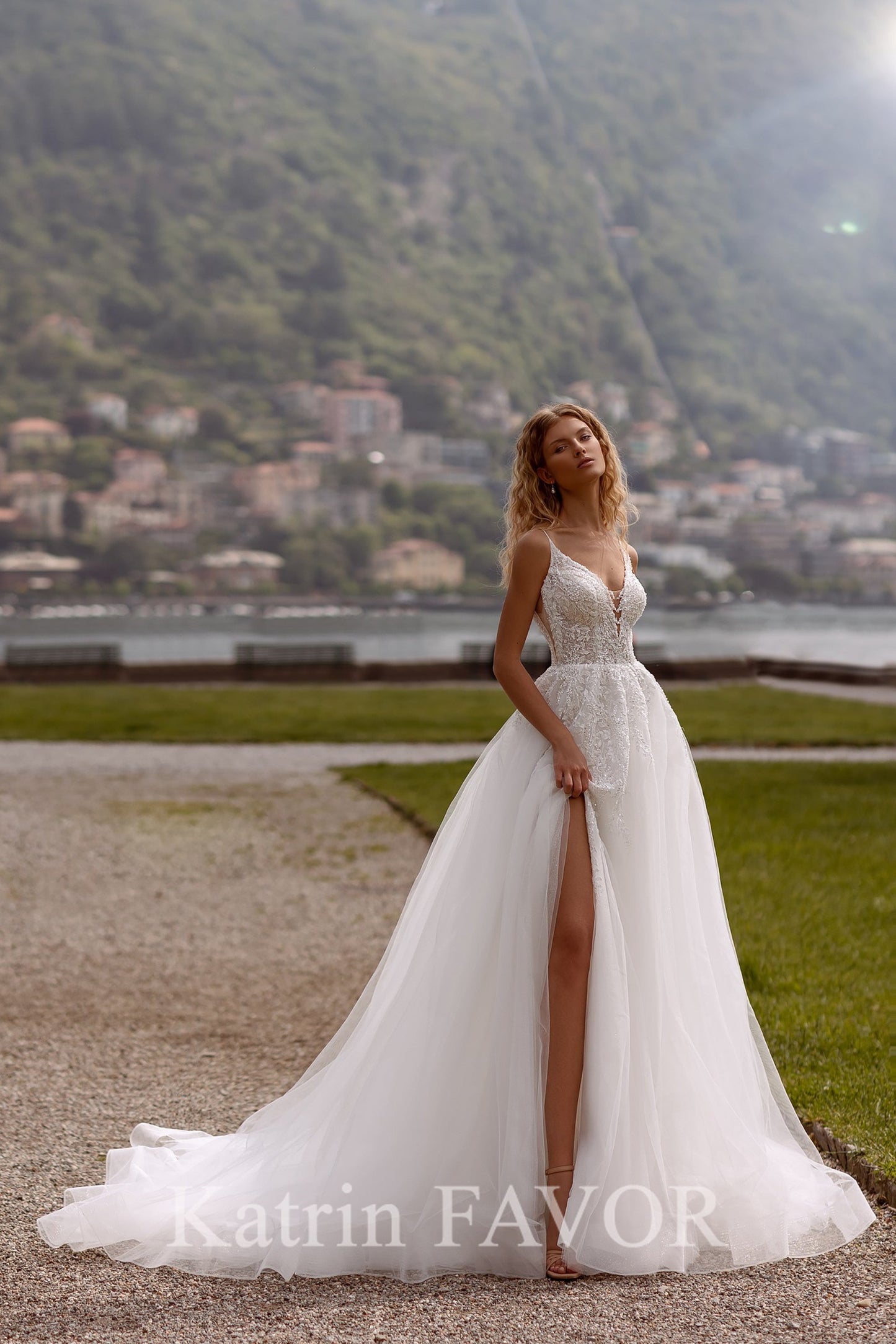 KatrinFAVORboutique-Sparkle tulle a-line beach wedding dress