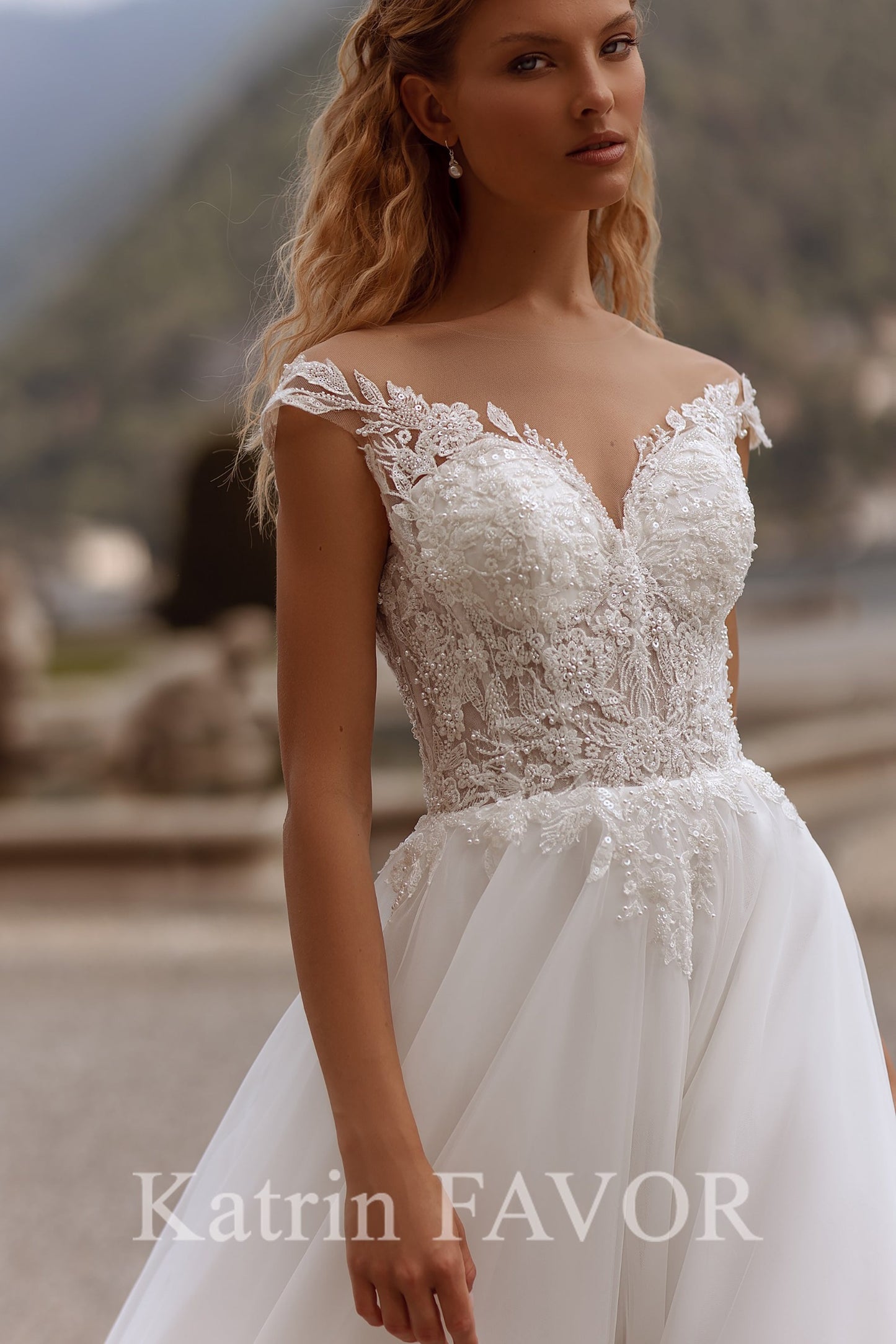 KatrinFAVORboutique-Off the shoulder a-line tulle wedding dress