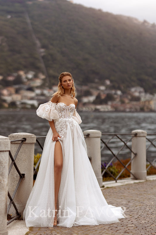 KatrinFAVORboutique-Fairy floral embroidered a-line wedding dress