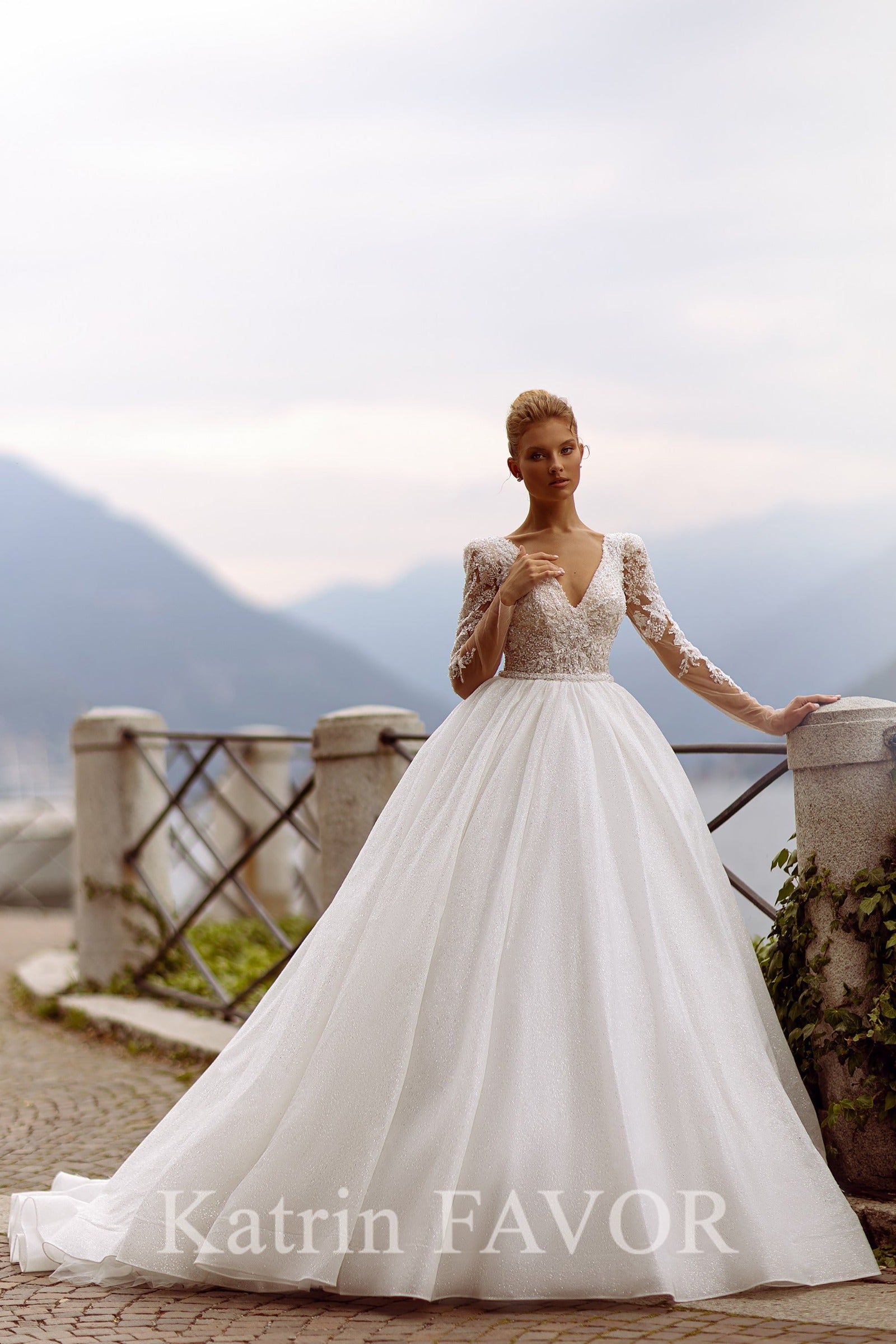 KatrinFAVORboutique-Sparkle ballgown long sleeve wedding dress