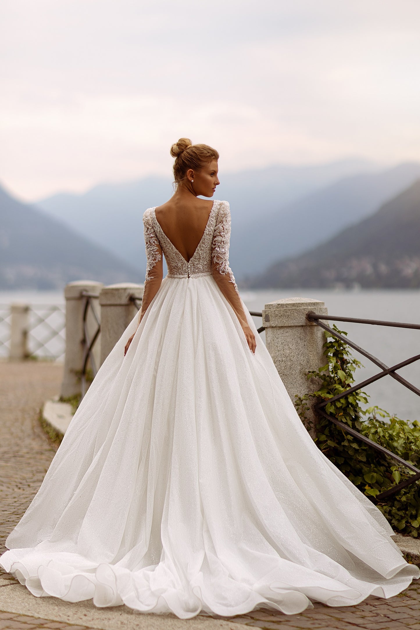 Sparkle ballgown long sleeve wedding dress