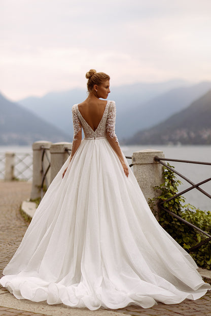 Sparkle ballgown long sleeve wedding dress