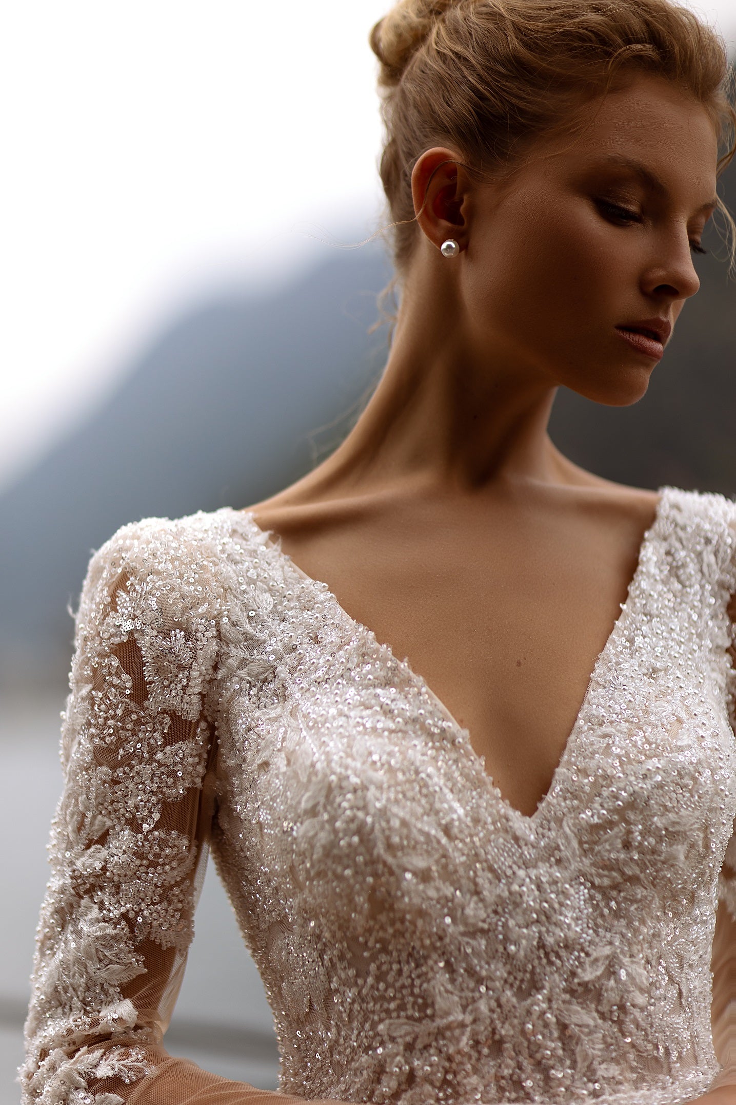 Sparkle ballgown long sleeve wedding dress