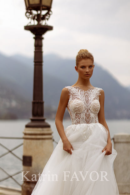 KatrinFAVORboutique-Open back a-line rustic wedding dress