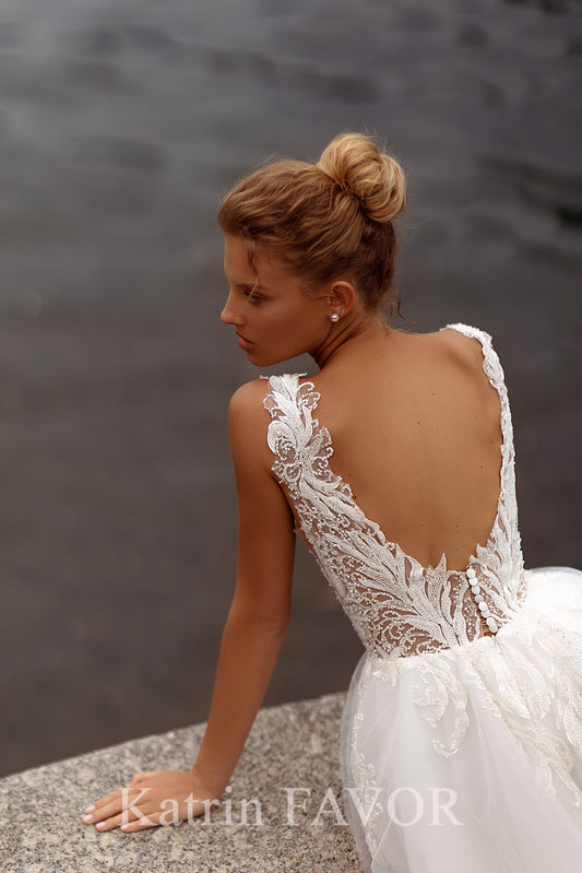 KatrinFAVORboutique-Open back a-line rustic wedding dress