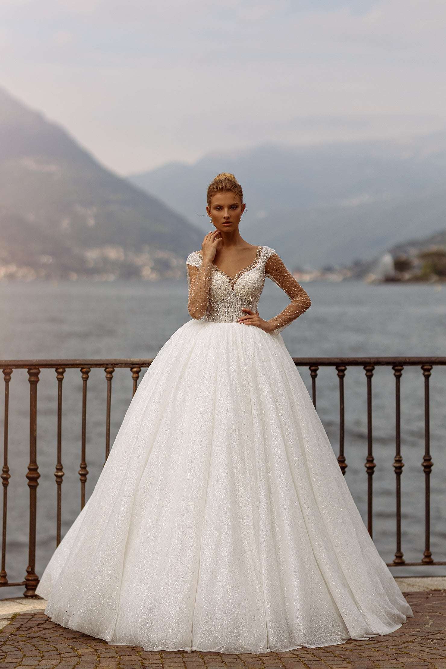 ballgown women's white wedding dress for a royal wedding High Collar Wedding Dress,royal Wedding Dress,a-line Wedding Dress,lace Wedding Dress,closed Wedding Dress,can Be Made Opaque,lace Dress