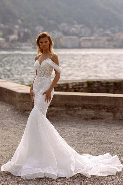 Mermaid wedding dress sparkle Off the shoulder wedding gown