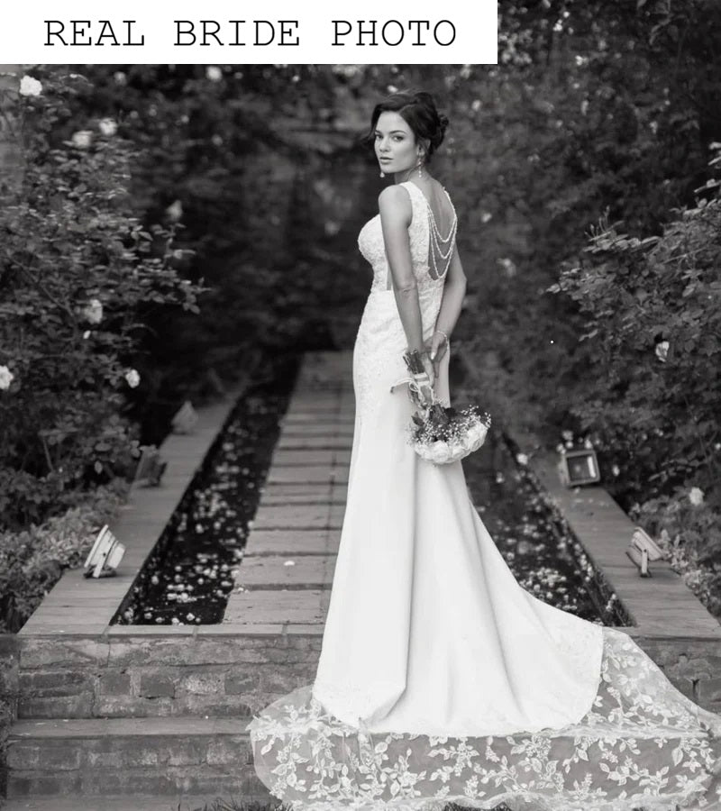 Backless wedding dress Crepe wedding dress