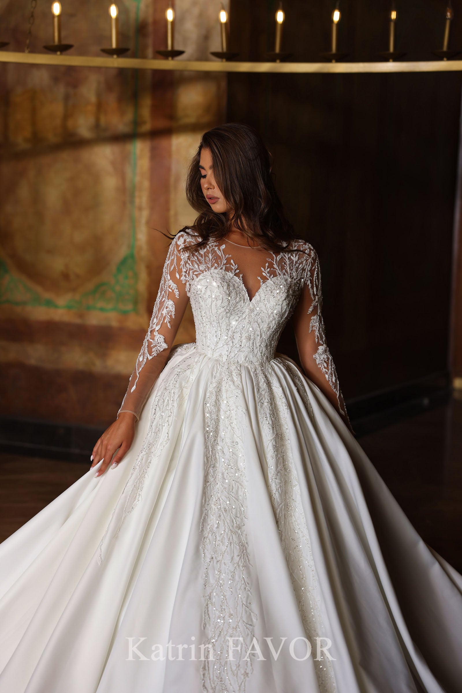 KatrinFAVORboutique-Princess ballgown satin wedding dress