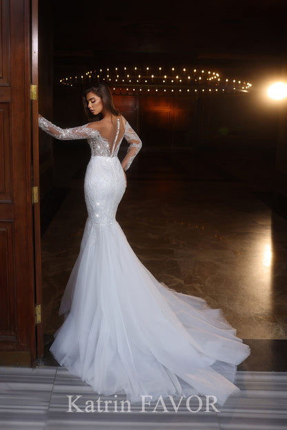 KatrinFAVORboutique-Long sleeve mermaid wedding dress