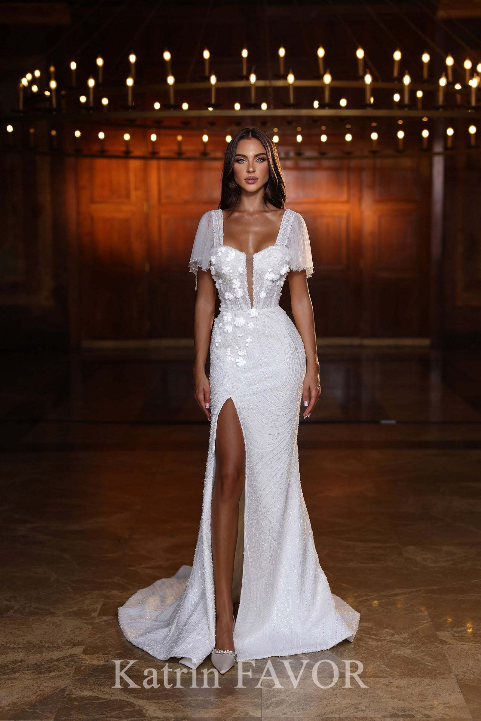 KatrinFAVORboutique-Sleek bridal gowns White lace bridal dress