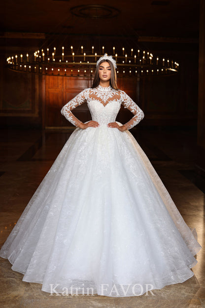 KatrinFAVORboutique-Long sleeve ballgown princess wedding dress